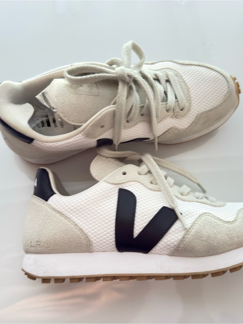 Veja White Sneakers with Black V Accent